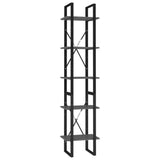 5-Tier Book Cabinet Grey 40x30x175 cm Engineered Wood 3081970