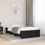 ZNTS Bed Frame without Mattress Black 75x190 cm Small Single Engineered Wood 3295710