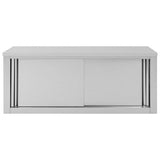 ZNTS Kitchen Wall Cabinet with Sliding Doors 120x40x50 cm Stainless Steel 51053