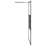 Walk-in Shower Wall with Shelf Black 115x195 cm ESG Glass&Aluminium 3185484