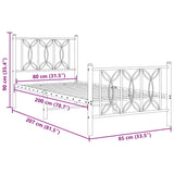 Metal Bed Frame without Mattress with Footboard Black 80x200cm 376137