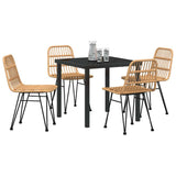 Garden Dining Set 5 pcs Brown Powder-Coated Steel 3379192