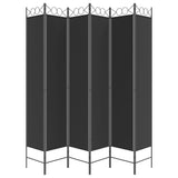 6-Panel Room Divider Black 240x220 cm Fabric 350177