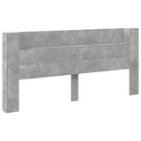 Headboard Cabinet with LED Concrete Grey 220x16.5x103.5 cm 839276