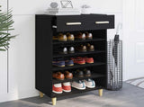 Shoe Cabinet Plain Black Oak 60 x 35 x 105 cm Engineered Wood 8004212