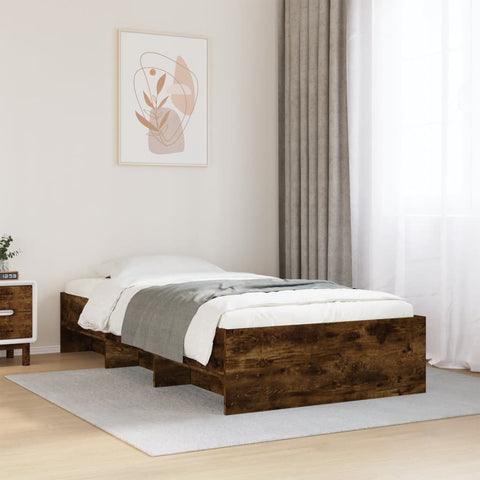 Bed Frame without Mattress Smoked Oak 100x200 cm Engineered Wood 3295671