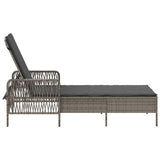 Sun Lounger Grey and Dark Grey 55 x 200 x 92 cm Poly Rattan 365427