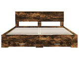 Bed Frame with Drawer Smoked Oak 150 x 200 cm Engineered Wood 3408251