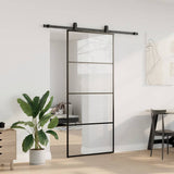 Sliding Door with Hardware Set Black 90x205 cm ESG Glass 3375798
