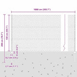 Welded Wire Fence 10 x 1.5 m PVC-Coated Steel Grey Mesh 3336836