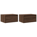 ZNTS Wall-mounted Bedside Cabinets with LED Lights 2 pcs Brown Oak 860224