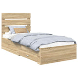 Bed Frame with Drawer Sonoma Oak 90 x 190 cm Engineered Wood 3412022