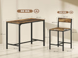3-Piece Bar Table Set with 2 Stools, Industrial Breakfast Bar Set with Footrest, Backrest for Dining T3398P555127