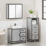 3 Piece Bathroom Furniture Set Grey Sonoma Engineered Wood 3301018