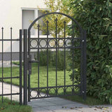 Fence Gate ASSEN 100 x 125 cm Powder-Coated Steel Grey Lockable 42008926
