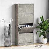 Shoe Cabinet Concrete Grey 63x24x147 cm Engineered Wood 342545