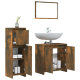 3 Piece Bathroom Furniture Set Smoked Oak Engineered Wood 3143931