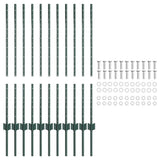 Embedded Fence Post 11 pcs Green 140 cm Powder-Coated Steel 42006265