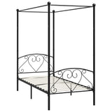 Canopy Bed Frame without Mattress Black Metal 90x200 cm 284433