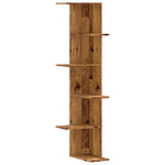 ZNTS Wall Corner Shelf Old Wood 36.5x36.5x140 cm Engineered Wood 852634