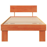 Bed Frame with Headboard Wax Brown 80 x 200 cm Solid Pine Wood 872589