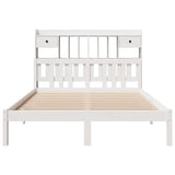 ZNTS Bookcase Bed without Mattress White 150x200 cm King Solid Wood Pine 3322344