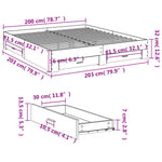 ZNTS Bed Frame with Drawers without Mattress Sonoma Oak 200x200 cm 3280358