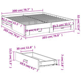 Bed Frame with Drawers without Mattress Grey Sonoma 200x200 cm 3280361
