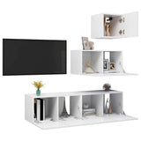 4 Piece TV Cabinet Set White Engineered Wood 3078734