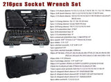 216 PCS Socket Set 1/4 3/8 1/2" Spanner Drive Ratchet Wrench Mechanic Tool Kit 93790399