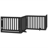 Dog Gate with Door Foldable 12 Panels Black 960 cm Poplar Wood 3155684