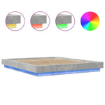 ZNTS Bed Frame with LED Lights without Mattress Concrete Grey 150x200cm 3281094