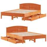 Bed Frame without Mattress Wax Brown 120x200 cm Solid Wood Pine 3301832