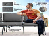 6 Piece Garden Furniture Set, Garden Corner Sofa Set with Thickened Cushions, Glass Top Table, T3398P314766