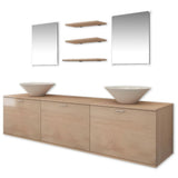 Ten Piece Bathroom Furniture Set with Basin with Tap Beige 273692