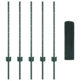 Welded Wire Fence with Posts 10 x 0.8 m PVC-Coated Steel Green 3336442
