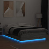 Bed Frame with LED without Mattress Grey Sonoma 160x200 cm 3209602