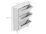 Narrow Shoe Cabinet with 3 Flip Drawers - White T3398P555123
