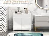Freestanding Bathroom Cabinet, High Gloss Storage Cabinet with Doors and Adjustable Shelf, 60 x 30 x T3398P330430