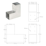 Post Connectors 4 pcs L Shape Galvanised Metal 81x81 mm 145462
