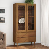 Vitrine Cabinet MOLDE Brown 90x35x175 cm Solid Wood Pine 4013413
