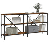 Console Table Smoked Oak 160x30x75 cm Engineered Wood and Iron 832850