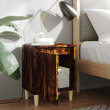 Bed Cabinets with Solid Wood Legs 2 pcs Smoked Oak 40x30x50 cm 813111