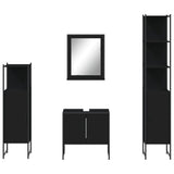 4 Piece Bathroom Cabinet Set Black Engineered Wood 3214354