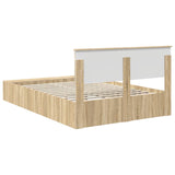 Bed Frame with Shelf Sonoma Oak 150 x 200 cm Engineered Wood 3408356