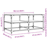 ZNTS Coffee Table with Transparent Glass Top 98.5x50x45 cm Steel 846012