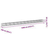 Gabion Basket with Cover 1200x100x50 cm Galvanised Iron 3295189