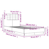 Bed Frame without Mattress Smoked Oak 75x190 cm Small Single 3209979