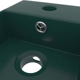 Bathroom Sink with Overflow Ceramic Dark Green 146992