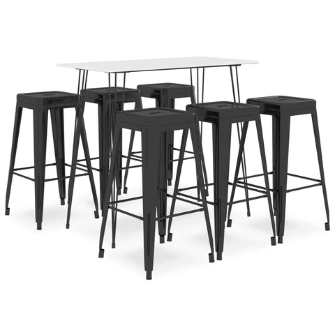 7 Piece Bar Set White and Black 3057415